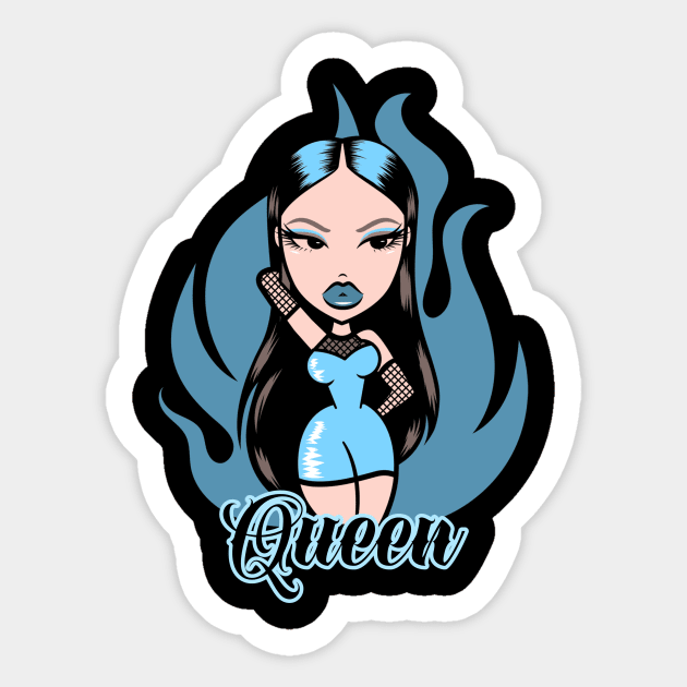 Queen Girl Doll Light Blue v10 Sticker by Just In Tee Shirts